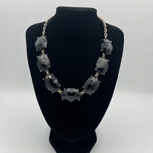 Faceted Black Bead Necklace – Gold-Tone Chain Statement Jewelry